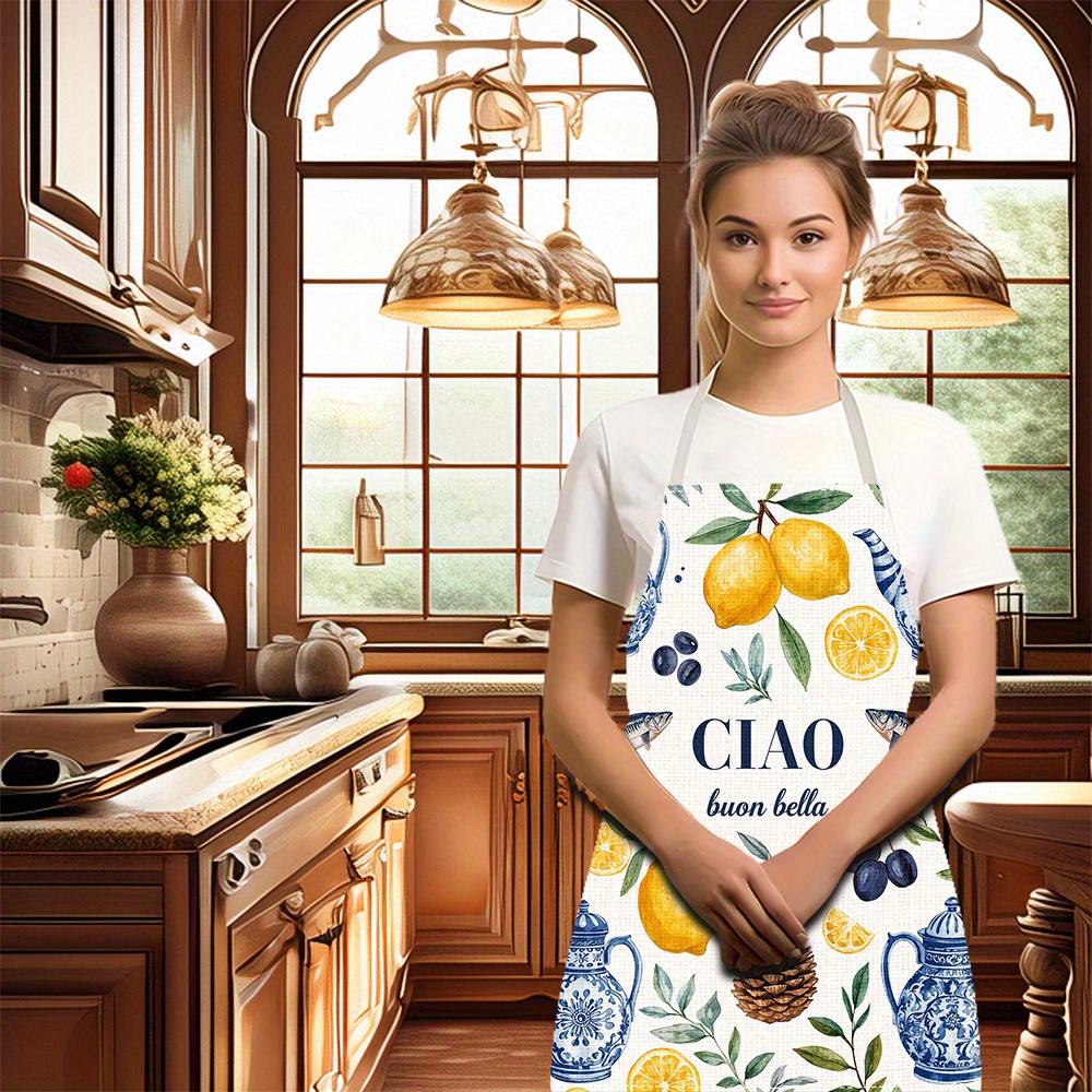1pc 2D Flat Linen Apron Ciao B - огляд і ціна Home Cooking In Italian