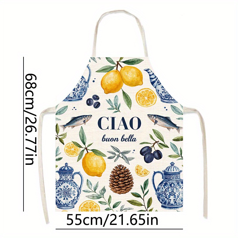 1pc 2D Flat Linen Apron Ciao B - огляд і ціна Home Cooking In Italian